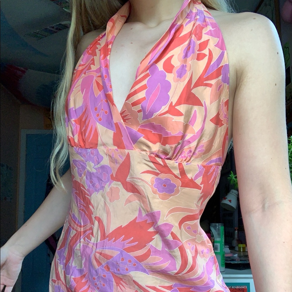 Express Groovy Flower Halter Top